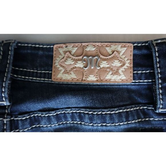 Miss Me M9176BV Women's Sz 26 Dark Blue Aztec Haze Mid-Rise Bootcut Jeans - Picture 7 of 14